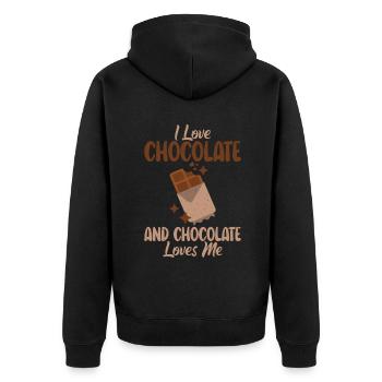 Schokoladenliebhaber Geschenke - Unisex Premium Bio Zip Hoodie - Schwarz - Hinten - Nico (187cm)