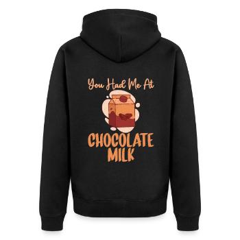 Cadeaux pour amateurs de lait au chocolat - Veste à capuche bio Premium Unisexe - noir - Dos - Nico (187cm)