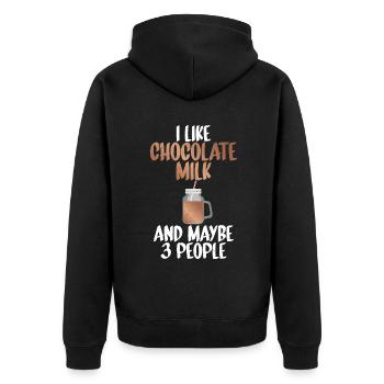 Schokolade Milchliebhaber Geschenke - Unisex Premium Bio Zip Hoodie - Schwarz - Hinten - Nico (187cm)