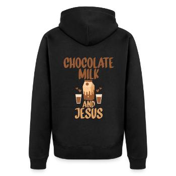 Chocolate Milk Lover Gifts - Unisex Premium Organic Zip Hoodie - black - Back - Nico (187cm)