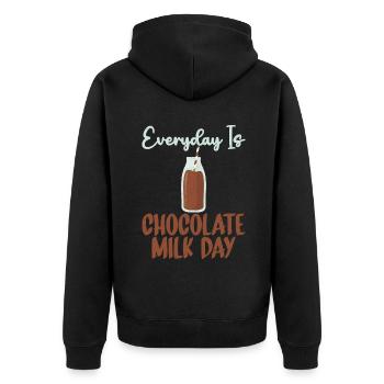 Schokolade Milchliebhaber Geschenke - Unisex Premium Bio Zip Hoodie - Schwarz - Hinten - Nico (187cm)
