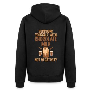 Chocolate Milk Lover Gifts - Unisex Premium Organic Zip Hoodie - black - Back - Nico (187cm)