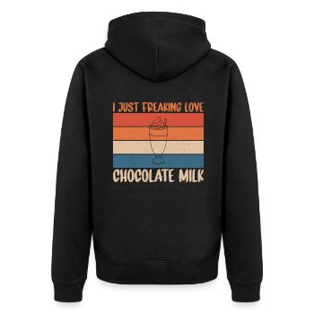 Cadeaux pour amateurs de lait au chocolat - Veste à capuche bio Premium Unisexe - noir - Dos - Nico (187cm)