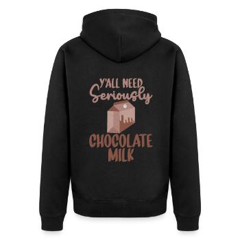 Schokolade Milchliebhaber Geschenke - Unisex Premium Bio Zip Hoodie - Schwarz - Hinten - Nico (187cm)