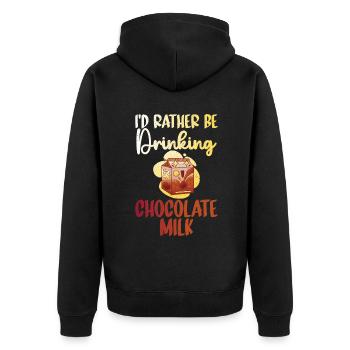 Chocolate Milk Lover Gifts - Unisex Premium Organic Zip Hoodie - black - Back - Nico (187cm)