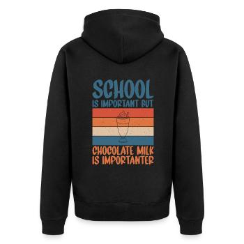 Schokolade Milchliebhaber Geschenke - Unisex Premium Bio Zip Hoodie - Schwarz - Hinten - Nico (187cm)