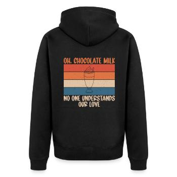 Chocolate Milk Lover Gifts - Unisex Premium Organic Zip Hoodie - black - Back - Nico (187cm)