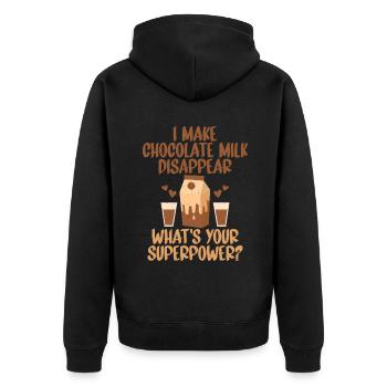 Cadeaux pour amateurs de lait au chocolat - Veste à capuche bio Premium Unisexe - noir - Dos - Nico (187cm)