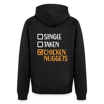 Chicken Nugget Geschenke - Unisex Premium Bio Zip Hoodie - Schwarz - Hinten - Nico (187cm)