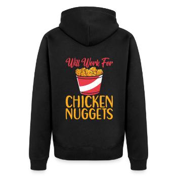 Chicken Nugget Geschenke - Unisex Premium Bio Zip Hoodie - Schwarz - Hinten - Nico (187cm)