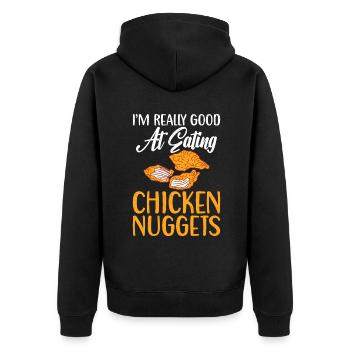 Chicken Nugget Gifts - Unisex Premium Organic Zip Hoodie - black - Back - Nico (187cm)