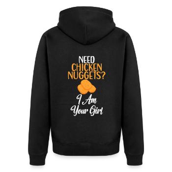Chicken Nugget Geschenke - Unisex Premium Bio Zip Hoodie - Schwarz - Hinten - Nico (187cm)