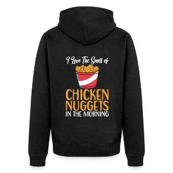 Chicken Nugget Geschenke - Unisex Premium Bio Zip Hoodie - Schwarz - Hinten - Nico (187cm)