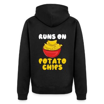 Kartoffelchips Geschenk - Unisex Premium Bio Zip Hoodie - Schwarz - Hinten - Nico (187cm)