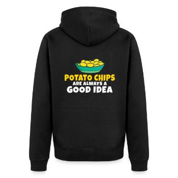 Kartoffelchips Geschenk - Unisex Premium Bio Zip Hoodie - Schwarz - Hinten - Nico (187cm)