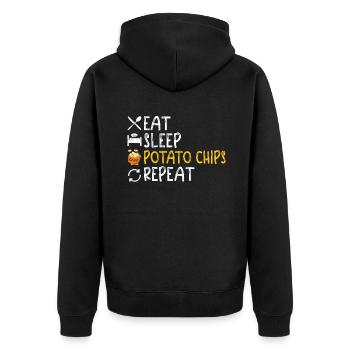 Potato Chips Gift - Unisex Premium Organic Zip Hoodie - black - Back - Nico (187cm)