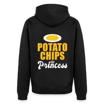 Kartoffelchips Geschenk - Unisex Premium Bio Zip Hoodie - Schwarz - Hinten - Nico (187cm)