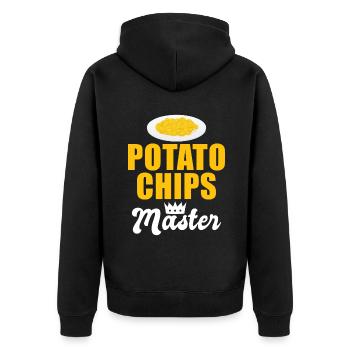 Kartoffelchips Geschenk - Unisex Premium Bio Zip Hoodie - Schwarz - Hinten - Nico (187cm)