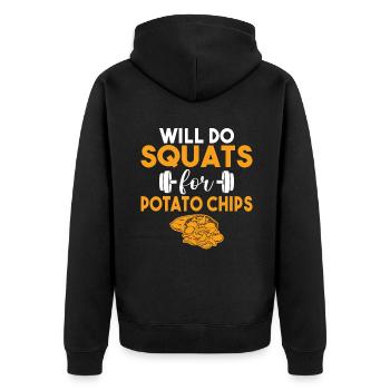 Kartoffelchips Geschenk - Unisex Premium Bio Zip Hoodie - Schwarz - Hinten - Nico (187cm)