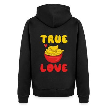 Kartoffelchips Geschenk - Unisex Premium Bio Zip Hoodie - Schwarz - Hinten - Nico (187cm)