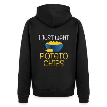 Kartoffelchips Geschenk - Unisex Premium Bio Zip Hoodie - Schwarz - Hinten - Nico (187cm)