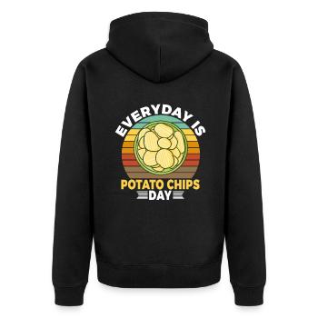 Kartoffelchips Geschenk - Unisex Premium Bio Zip Hoodie - Schwarz - Hinten - Nico (187cm)