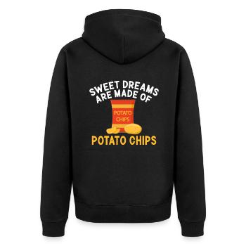 Kartoffelchips Geschenk - Unisex Premium Bio Zip Hoodie - Schwarz - Hinten - Nico (187cm)