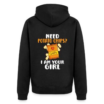 Potato Chips Gift - Unisex Premium Organic Zip Hoodie - black - Back - Nico (187cm)