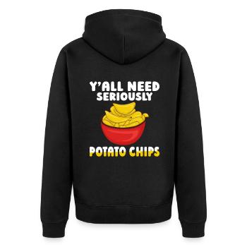 Potato Chips Gift - Unisex Premium Organic Zip Hoodie - black - Back - Nico (187cm)