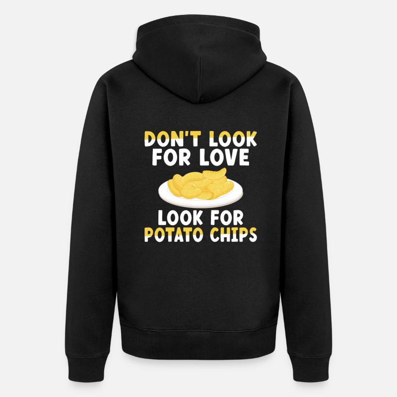 Potato Chips Gift - Unisex Premium Organic Zip Hoodie - black
