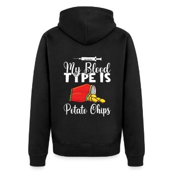 Kartoffelchips Geschenk - Unisex Premium Bio Zip Hoodie - Schwarz - Hinten - Nico (187cm)
