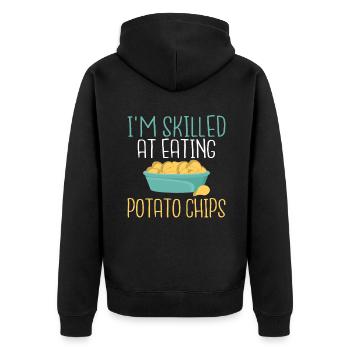 Potato Chips Gift - Unisex Premium Organic Zip Hoodie - black - Back - Nico (187cm)