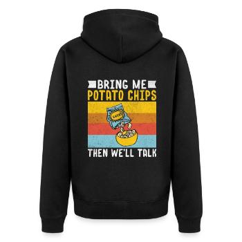 Potato Chips Gift - Unisex Premium Organic Zip Hoodie - black - Back - Nico (187cm)