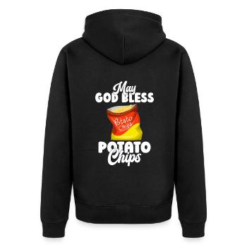 Kartoffelchips Geschenk - Unisex Premium Bio Zip Hoodie - Schwarz - Hinten - Nico (187cm)