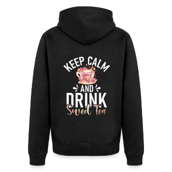 Süßer Tee Liebhaber Geschenke - Unisex Premium Bio Zip Hoodie - Schwarz - Hinten - Nico (187cm)