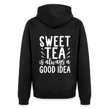 Süßer Tee Liebhaber Geschenke - Unisex Premium Bio Zip Hoodie - Schwarz - Hinten - Nico (187cm)