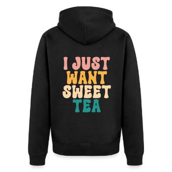 Sweet Tea Lover Gifts - Unisex Premium Organic Zip Hoodie - black - Back - Nico (187cm)