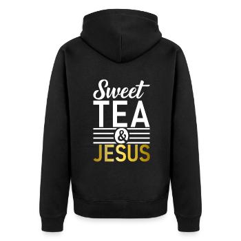 Süßer Tee Liebhaber Geschenke - Unisex Premium Bio Zip Hoodie - Schwarz - Hinten - Nico (187cm)