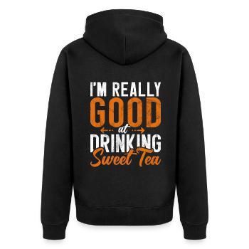 Sweet Tea Lover Gifts - Unisex Premium Organic Zip Hoodie - black - Back - Nico (187cm)