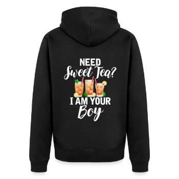 Sweet Tea Lover Gifts - Unisex Premium Organic Zip Hoodie - black - Back - Nico (187cm)