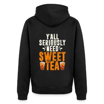 Sweet Tea Lover Gifts - Unisex Premium Organic Zip Hoodie - black - Back - Nico (187cm)