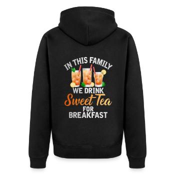 Süßer Tee Liebhaber Geschenke - Unisex Premium Bio Zip Hoodie - Schwarz - Hinten - Nico (187cm)