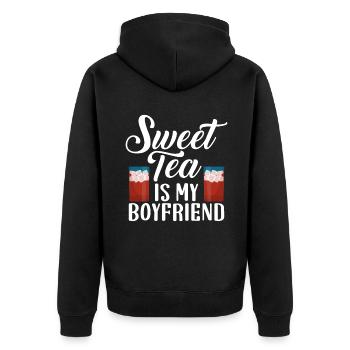 Süßer Tee Liebhaber Geschenke - Unisex Premium Bio Zip Hoodie - Schwarz - Hinten - Nico (187cm)