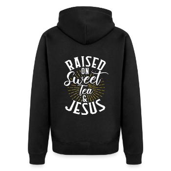 Süßer Tee Liebhaber Geschenke - Unisex Premium Bio Zip Hoodie - Schwarz - Hinten - Nico (187cm)