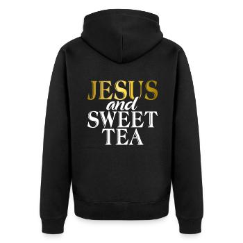 Süßer Tee Liebhaber Geschenke - Unisex Premium Bio Zip Hoodie - Schwarz - Hinten - Nico (187cm)