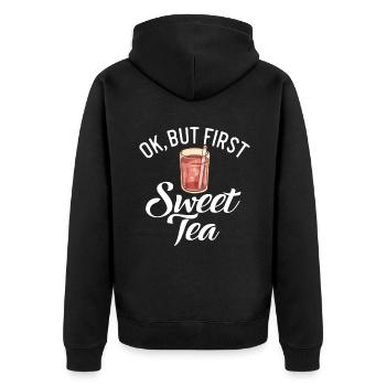 Sweet Tea Lover Gifts - Unisex Premium Organic Zip Hoodie - black - Back - Nico (187cm)