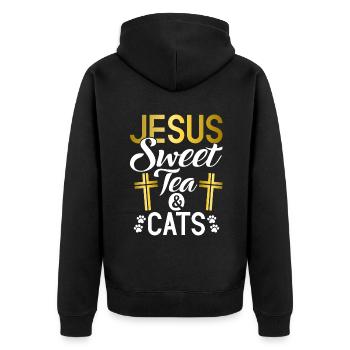 Sweet Tea Lover Gifts - Unisex Premium Organic Zip Hoodie - black - Back - Nico (187cm)