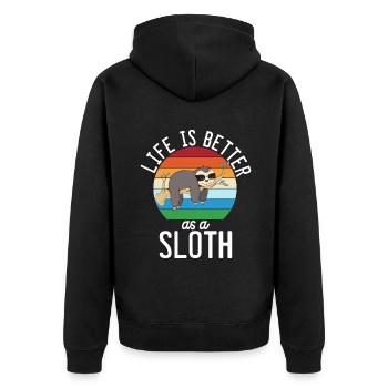 Faultier Liebhaber Faultier Geschenk - Unisex Premium Bio Zip Hoodie - Schwarz - Hinten - Nico (187cm)