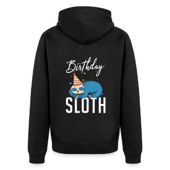 Faultier Liebhaber Faultier Geschenk - Unisex Premium Bio Zip Hoodie - Schwarz - Hinten - Nico (187cm)