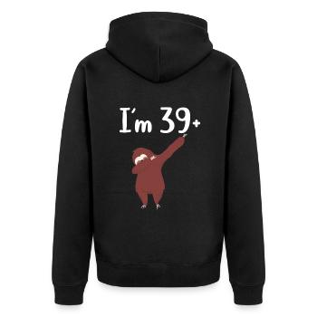 Faultier Liebhaber Faultier Geschenk - Unisex Premium Bio Zip Hoodie - Schwarz - Hinten - Nico (187cm)
